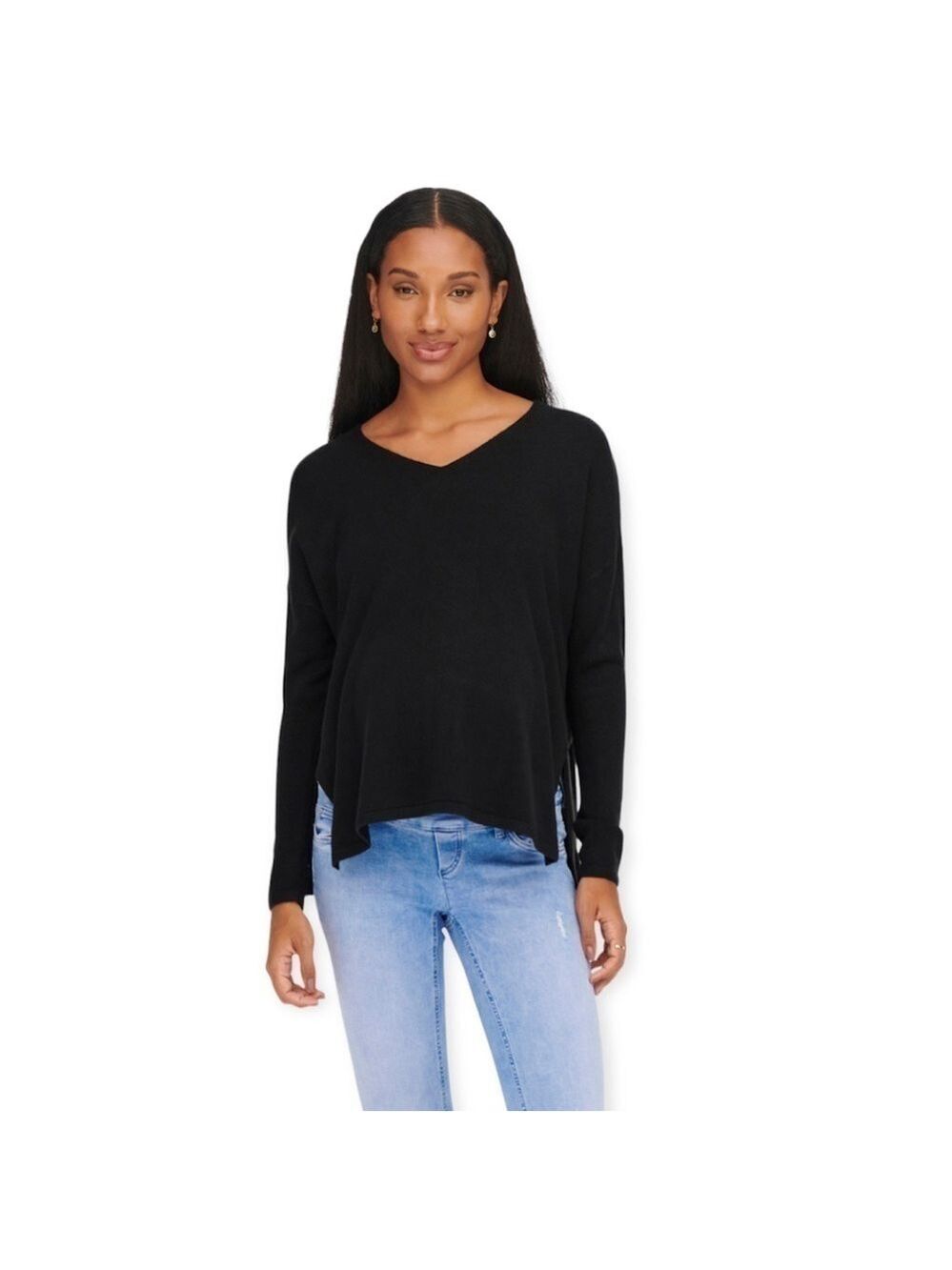 Cable & Gauge Women’s Black Knitted Low High Top Pullover Size M